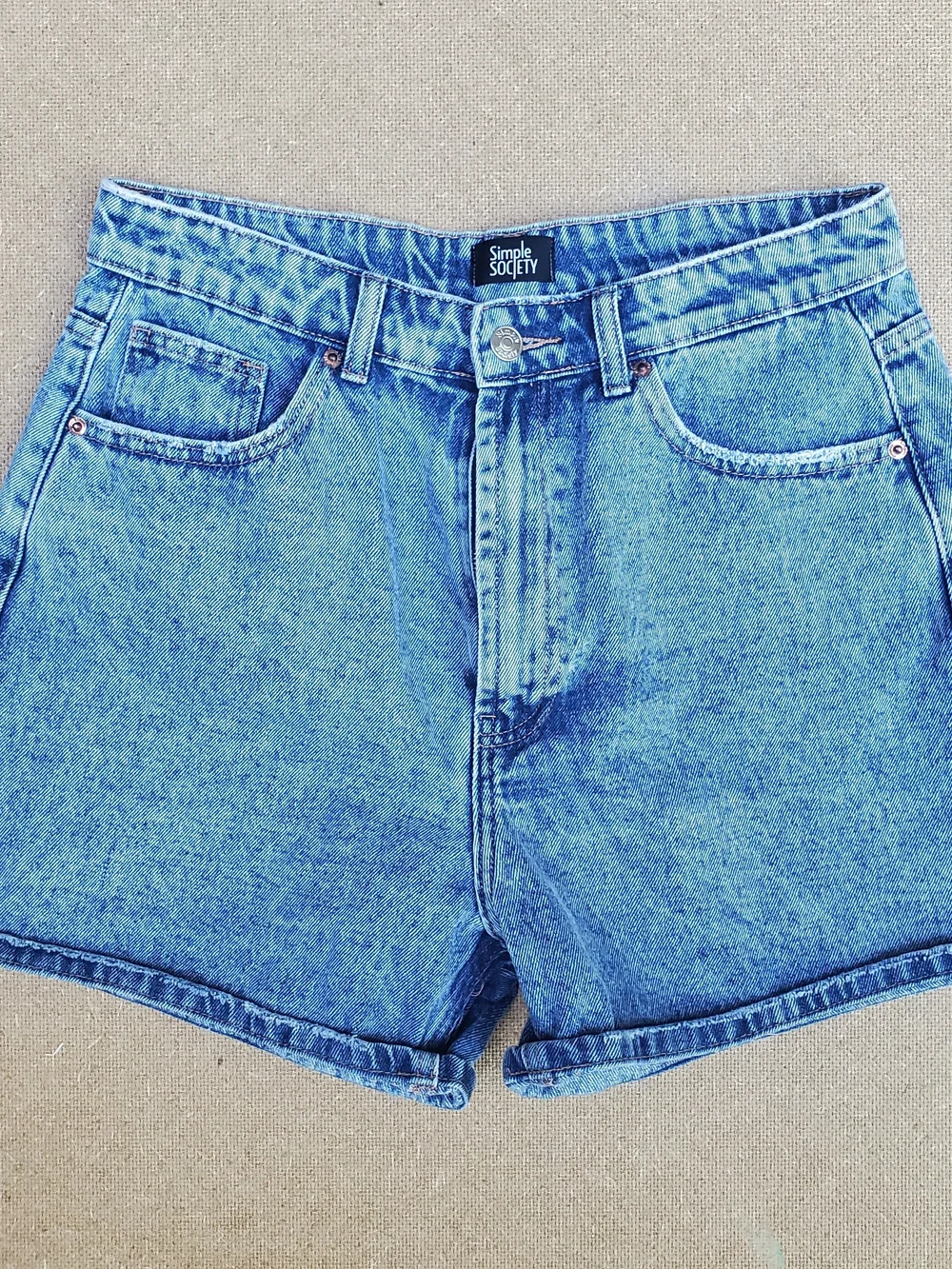 Society Vintage Wash Blue Denim Shorts